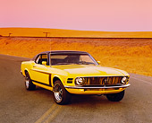 MST 01 RK0743 03
1970 Ford Mustang Yellow And Black 3/4 Front View On Road By Dry Grass Filtered
