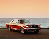 MST 01 RK0768 01
1966 Ford Mustang Convertible Emberglo 3/4 Front View On Pavement By Water Sky