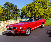 MST 01 RK0789 03
1966 Ford Mustang K Code GT Convertible Red 3/4 Front View On Bridge By Trees