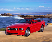 MST 01 RK0842 06
2005 Ford Mustang GT Convertible Red 3/4 Front View On Sand