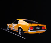 MST 01 RK0897 09
1970 Ford Mustang Boss Yellow And Black 3/4 Rear View On Gray Line Studio