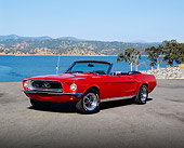 MST 01 RK0901 02
1968 Ford Mustang Convertible Red 3/4 Front View On Pavement By Lake