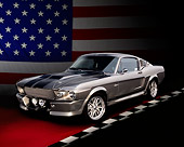 MST 01 RK0924 01
1967 Ford Mustang GT500M Fastback Silver With Black Stripes 3/4 Front View Studio