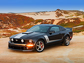 MST 01 RK0959 01
2007 Ford 427 Roush Mustang Black 3/4 Front View On Sand