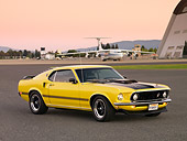 MST 01 RK1011 01
1969 Ford Mustang Mach 1 Yellow 3/4 Side View On Pavement
