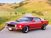 MST 01 RK1037 01
1969 Ford Mustang Mach 1 Red 3/4 Front View On Road By Hills