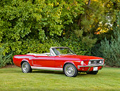 MST 01 RK1074 01
1968 Ford Mustang Convertible Red 3/4 Front View On Grass By Trees