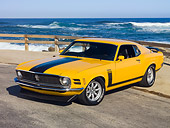MST 01 RK1092 01
1970 Ford Boss 302 Mustang School Bus Yellow With Black Stripe 3/4 Front View By Ocean