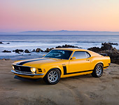 MST 01 RK1116 01
1970 Ford Boss 302 Mustang School Bus Yellow With Black Stripe 3/4 Front View By Ocean