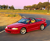 MST 02 RK0036 03
1995 Ford Mustang Saleen S351 Convertible Overhead 3/4 Front View On Road