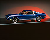 MST 03 RK0009 04
1968 Ford Mustang Shelby GT500 Blue 3/4 Side View On Gray Line Studio