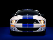 MST 03 RK0151 02
2007 Ford Shelby GT500 White Blue Stripes Low Head On View Studio