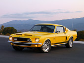 MST 03 RK0188 01
1968 Ford Mustang Shelby GT500KR Coupe Yellow Front 3/4 View On Pavement By Mountain