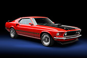 MST 04 BK0001 01
1969 Ford Mustang Mach 1 Super Cobra Jet Red And Black 3/4 Front View In Studio