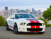 MST 04 RK0048 01
2013 Ford Mustang GT500 White With Red Stripes 3/4 Front View On Pavement By Skyline