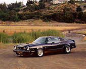 MST 04 RK0004 02
1977 Ford Mustang Cobra II Black 3/4 Side View On Dirt