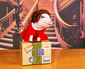 PIG 01 RK0045 08
Humorous Shot Of Pig Holding Luggage Stairs Background 
