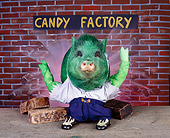PIG 01 RK0208 05
The Incredible Hog Green Pig Coming Out Of Brick Wall