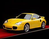 POR 01 RK0027 08
2001 Porsche 996 Twin Turbo Yellow 3/4 Front View On Gray Line Studio