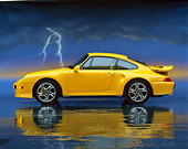 POR 02 RK0001 09
1997 Porsche Turbo S Yellow Profile View On Mylar Floor Studio