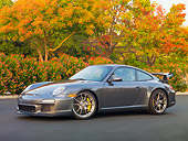 POR 04 RK0858 01
2010 Porsche 911 GT3 Gray 3/4 Front View On Pavement By Trees