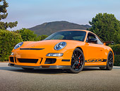 POR 04 RK0869 01
2007 Porsche GT3 RS Orange 3/4 Front By Trees