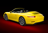 POR 04 RK0950 01
2013 Porsche 911 Carrera S Cabriolet Yellow 3/4 Rear View In Studio