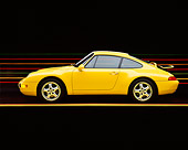 POR 04 RK0005 02
1995 Porsche 993-C2 Carrera Coupe Yellow Profile Shot On Yellow Line Studio