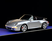 POR 04 RK0374 02
1997 Porsche 993 Cabriolet Turbo Silver 3/4 Side View Blue Floor Studio