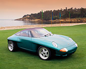 POR 04 RK0390 02
1989 Porsche Panamerica Cabriolet Green 3/4 Front View On Grass