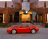 POR 04 RK0422 05
2000 Porsche Boxster S Convertible Red Profile In Front Of Museum At Dusk
