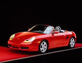 POR 04 RK0426 10
2000 Porsche Boxster S Convertible Red 3/4 Front View On Gray Line Studio