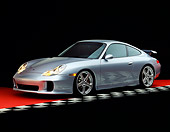 POR 04 RK0451 07
2001 Porsche RUF RGT Silver Front 3/4 View On Red Floor Checkered Line Studio