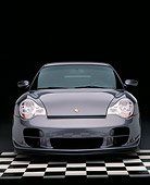 POR 04 RK0478 03
2002 Porsche GT2 Gray Head On Shot On Checkered Floor Studio