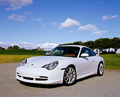 POR 04 RK0626 04
2005 Porsche 911 GT3 Coupe White 3/4 Front View On Pavement By Grass And Trees