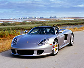 POR 04 RK0639 02
2005 Porsche Carrera GT Silver 3/4 Front View On Pavement By Marsh
