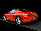 POR 04 RK0726 01
2007 Porsche Cayman S Red 3/4 Rear View On Gray Floor Studio