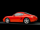 POR 04 RK0727 01
2007 Porsche Cayman S Red 3/4 Rear View On Gray Floor Studio