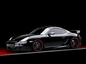 POR 04 RK0780 01
2008 Porsche Cayman S TechArt Black 3/4 Front View Studio