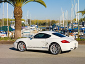 POR 04 RK0814 01
2008 Porsche Cayman S Coupe White 3/4 Rear View On Pavement By Marina