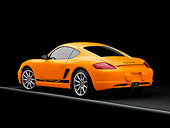 POR 04 RK0830 01
2008 Porsche Cayman S Coupe Orange 3/4 Rear View Studio