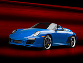 POR 07 RK0136 01
2011 Porsche 911 Speedster Convertible Blue 3/4 Front View In Red Studio