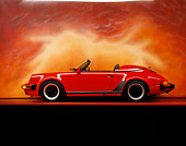 POR 07 RK0045 05
1989 Porsche 911 Speedster Convertible Red Profile View On Red Line Studio
