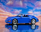 POR 07 RK0089 04
1994 Porsche 911 Strosek Speedster Convertible Blue Side 3/4 View On Mylar Floor Studio