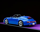 POR 07 RK0093 03
1994 Porsche 911 Strosek Speedster Convertible Blue Rear 3/4 View On Purple Floor Studio