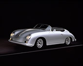 POR 07 RK0118 04
1957 Porsche GS/GT Carrera Speedster Convertible Silver 3/4 Front View Studio