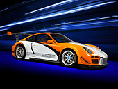 POR 27 RK0038 01
Porsche 911 GT3 R Hybrid Race Car Orange And White 3/4 Front View Studio