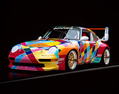 POR 27 RK0001 01
1997 Porsche GT2 Multicolored Racing Car 3/4 Front View On Gray Line Studio