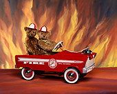 TED 01 RK0093 05
Two Teddy Bears Riding In Fire Truck Flames Roley Bears