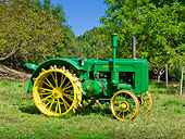 TRA 01 RK0135 01
1947 John Deere D Tractor Green Profile View On Grass By Trees